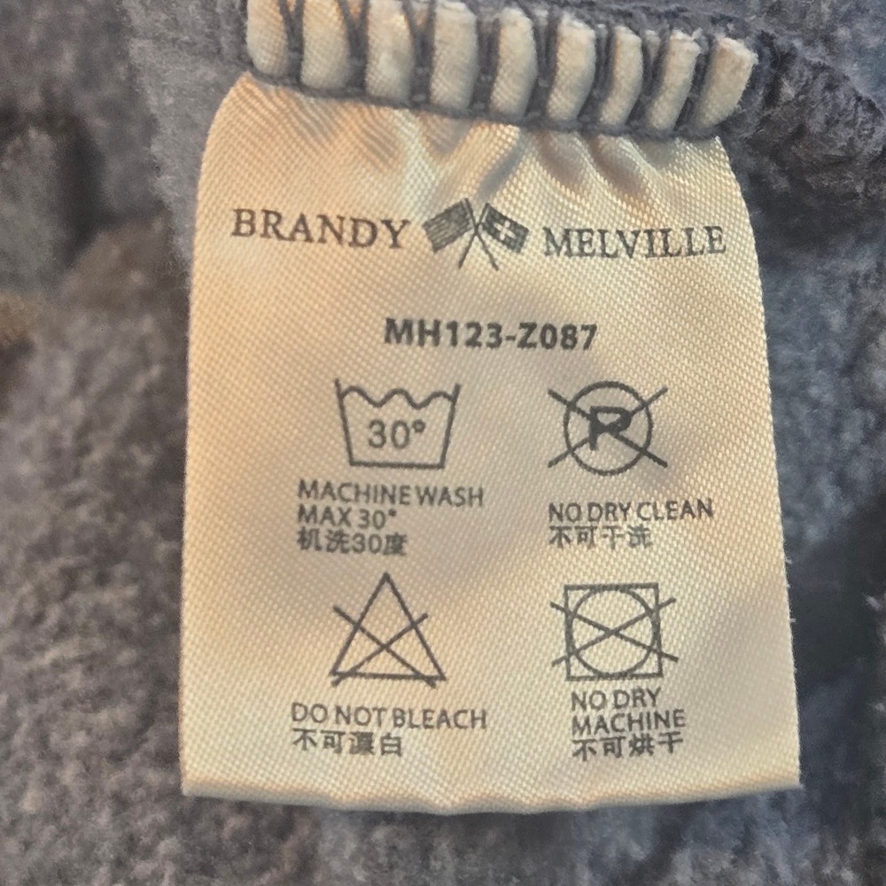 Brandy Melville Crystal Hoodie Womens One Size Charcoal Grey Cropped - Picture 4 of 5